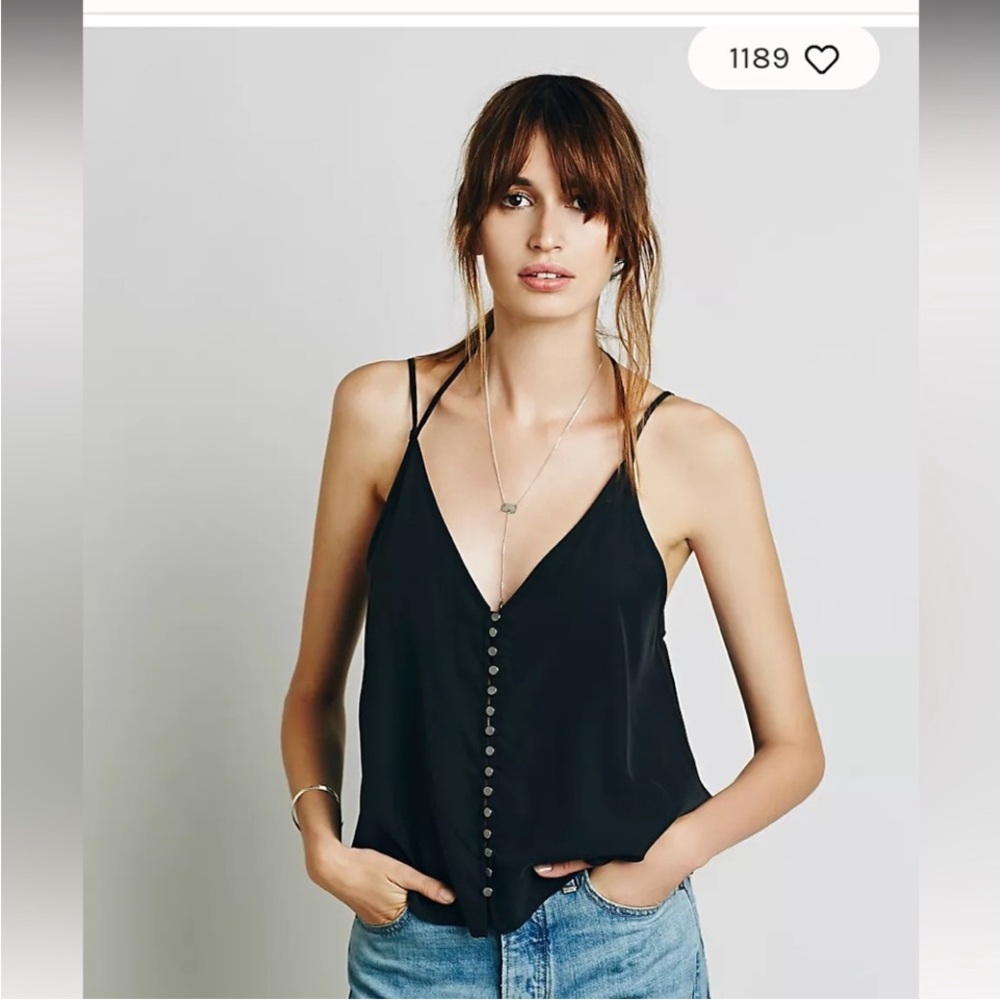 Free People Shimmy Shaker tank top camisole size S oversized charcoal fits M
